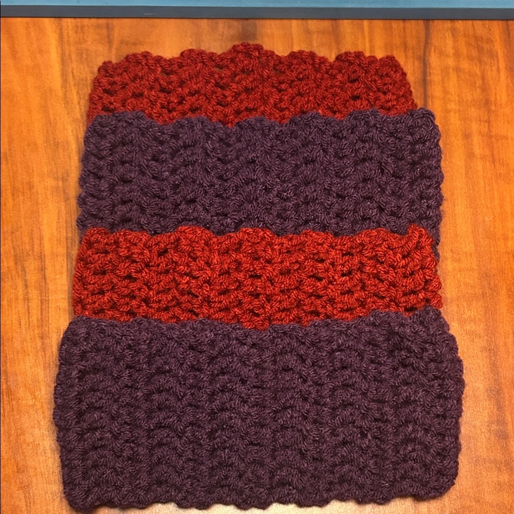 Handcrafted Red and Purple Knit Headbands
